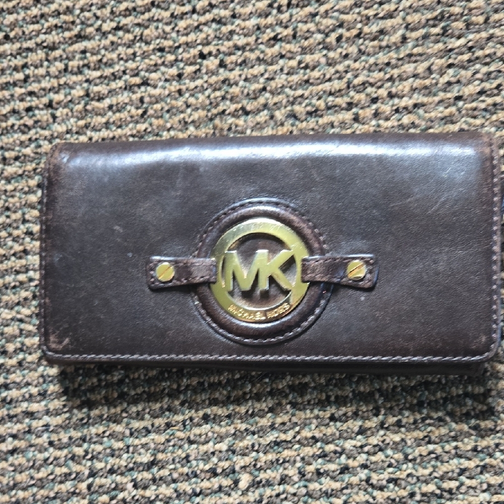 Vintage Michael Kors Dark Brown Leather Continetial Wallet💫 Y2k